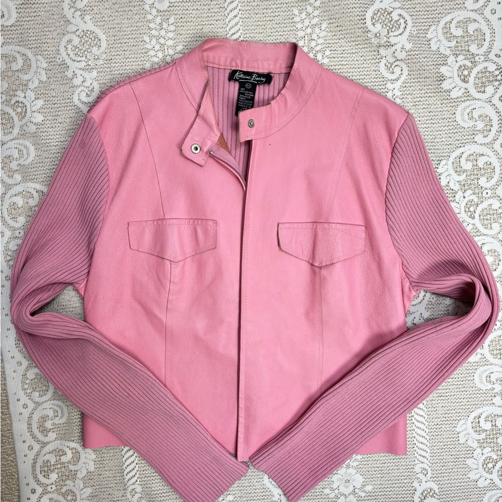 baby pink vintage leather jacket
